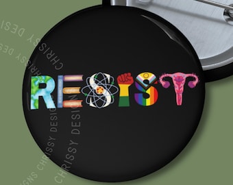Anti Trump Pin Buttons in 3 Sizes, Political Protest Pin, Pro Democracy Pins, Due Process, Resist Fascism