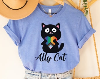 Ally Cat Pride T-Shirt: LGBT Gay Rainbow Shirt