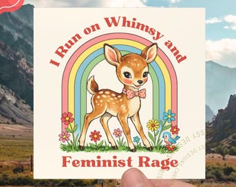 Funny Feminist Bumper Sticker Magnet: Whimsy & Feminist Rage, Politics Humor Progressive Democrat Gift