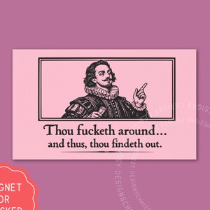 FAFO-Auto-Stoßstangenmagnet/Aufkleber, lustiger sarkastischer Buch-Liebhaber-Geschenk Shakespeare-Aufkleber, schwarzer Humor-Autozubehör