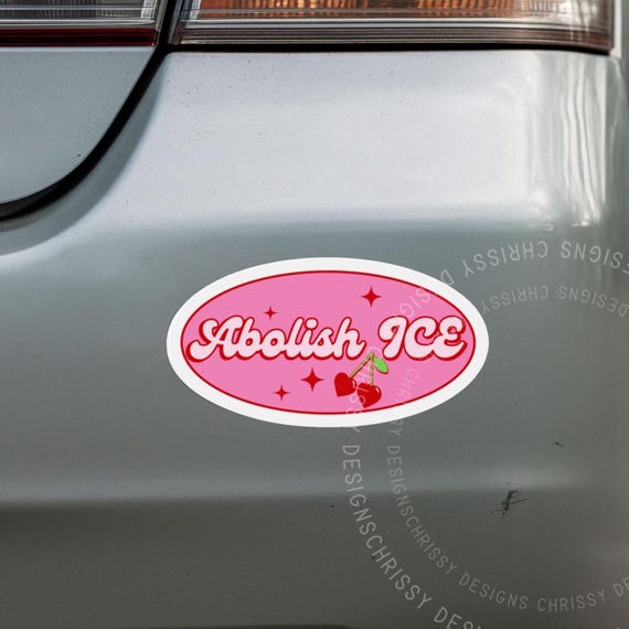 Abolish ICE Bumper Sticker/Magnet: Leftist Political Activism, anti trump car magnet