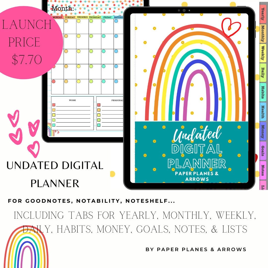 Undated Digital Planner Rainbow - Etsy