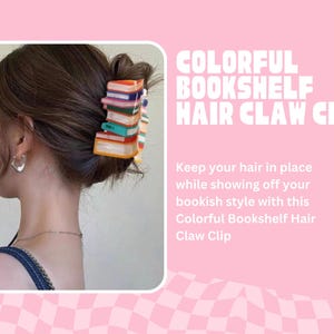 Colorful Bookshelf Hair Claw Clip | Creative Fun Books Hair Claw Clips,Cute Candy Color Hair Claws,Y2k Trendy Hair Claw Clips