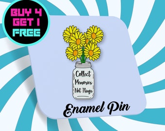 Collect Memories Sunflower Enamel Pin Flower Mason Jar Enamel Pins Anime Pin Button Pins Aesthetic Pins Lapel Pin Pins