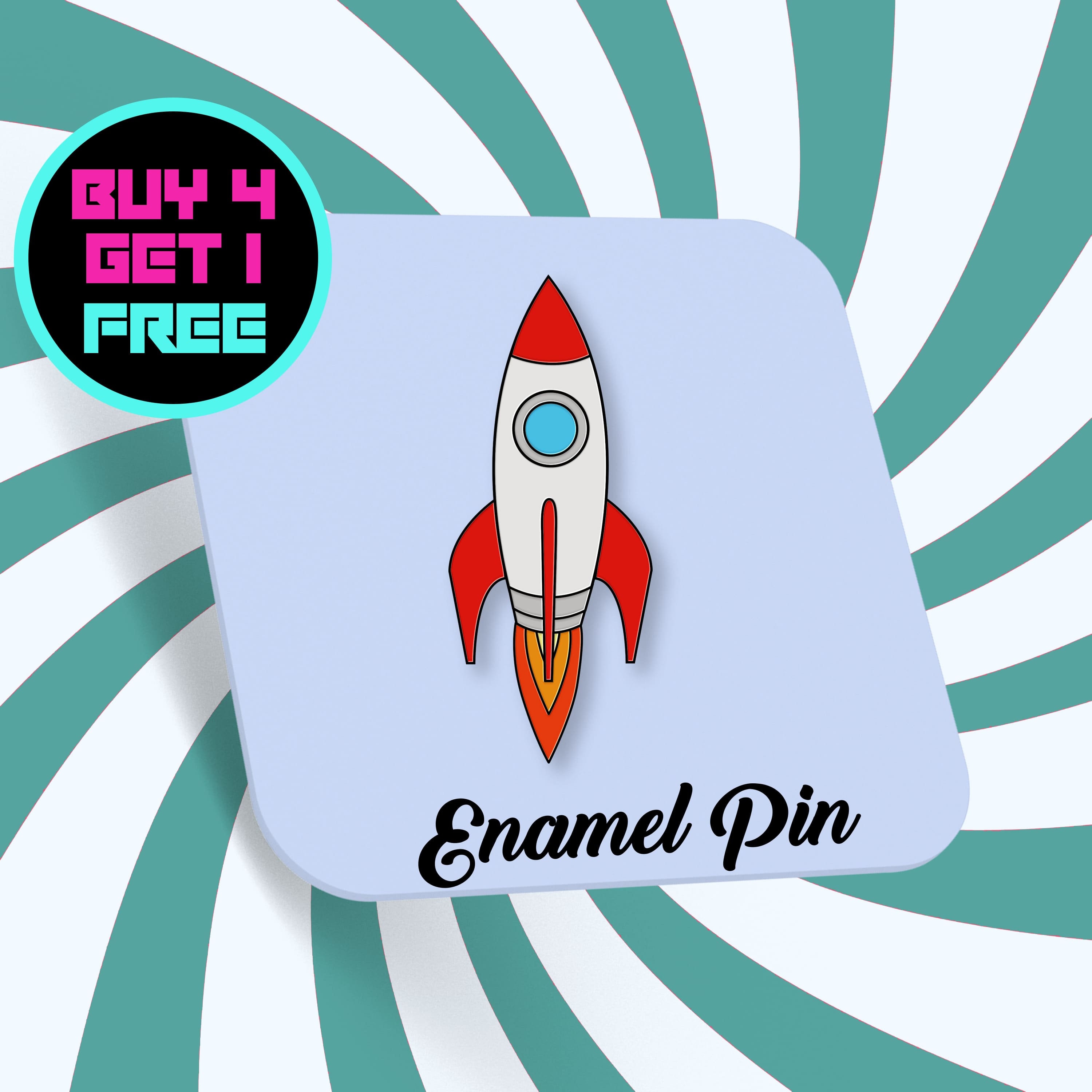 Small space rocket pin for clothes 20x10mm