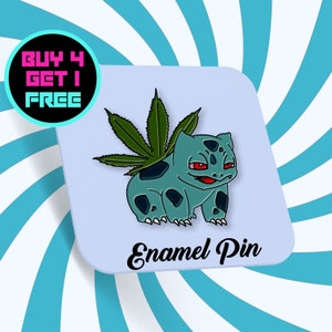 StellaCreativePress Stoner Bulbasaur Custom Enamel Pin Monster Hippie Enamel Pins Anime Pin Bag Pins Aesthetic Pins Lapel Pin Pins