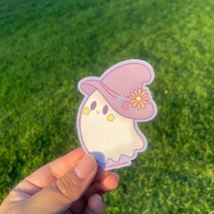 Pastel Ghost Witch Sticker - Cute Spooky Halloween Vinyl Sticker