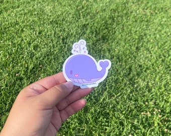 Cute Purple Whale Sticker - Pastel Vinyl Sticker