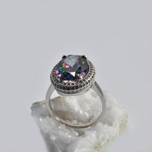 Handmade Genuine Mystic Topaz Silver Ring, Mystic Topaz Sterling Silver Jewelry,Mystic Topaz Gemstone Ring,Anniversary Ring Gift for Her
