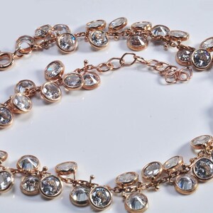 Handmade Genuine Zircon Rose Silver Bracelet, Zircon Bracelet Jewelry,Handcrafted Wedding Gift, Gift For Her