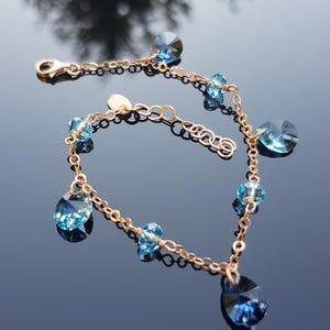 Handmade Genuine Aquamarine Rose Silver Bracelet, Handcrafted Aquamarine Bracelet Jewelry,Anniversary Gift for her