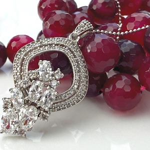 Handmade Zircon Gemstone Silver Necklace,925 Sterling Silver Authentic Zircon Necklace,Wedding Gift for Her