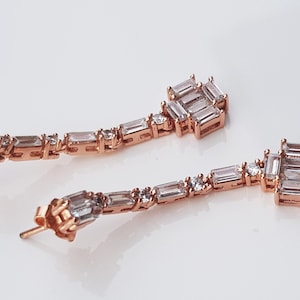 Handmade Genuine Zircon Rose Silver Earring, Handcrafted Zircon Earring Jewelry, Gift for Her