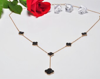 Handmade Black Zircon Silver Necklace,925 Sterling Silver Genuine Authentic Necklace, Black Zircon Gemstone Jewelry Gift for Her