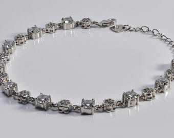 Handmade Genuine Zircon Gemstone Silver Bracelet, Zircon Bracelet Jewelry,Handcrafted Zircon Gift For Her