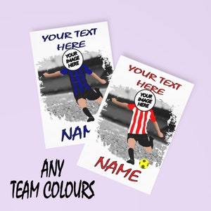 Carte personnalisée pour la fête des pères du football | Carte de football. N'importe quelle photo | Toutes les couleurs de l'équipe - Carte de voeux personnalisée pour toutes les occasions pour les fans de football