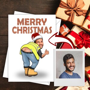 Divertente biglietto di Natale personalizzato per costruttori di immagini personalizzate/biglietto d'auguri personalizzato per operaio comico
