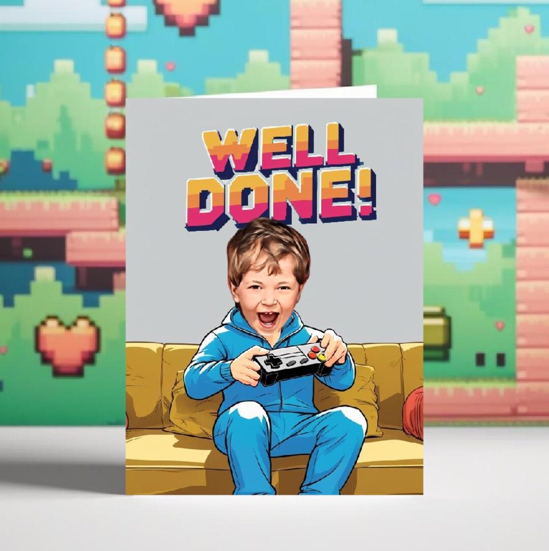 Funny Photo Gamer Card - Personalized Gaming Fan Gift - Etsy