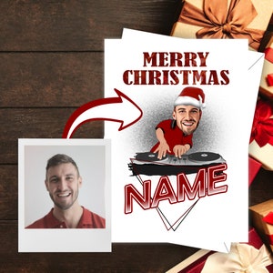 Carte de Noël DJ personnalisée drôle - Votre photo | Conception pour DeeJay, mélomane Carte de vœux