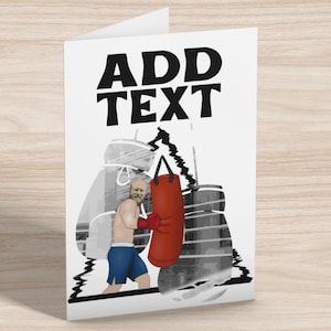 Carte personnalisée avec sac de boxe boxer avec visage - Carte de voeux pour toute occasion design boxe - Carte pour amateur de boxe