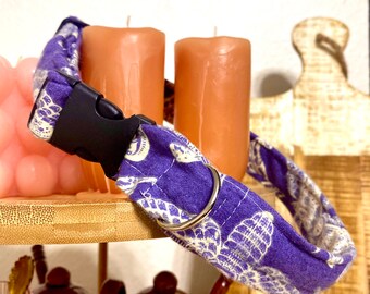 Navy Blue Witchy Moth Handmade Dog Collar