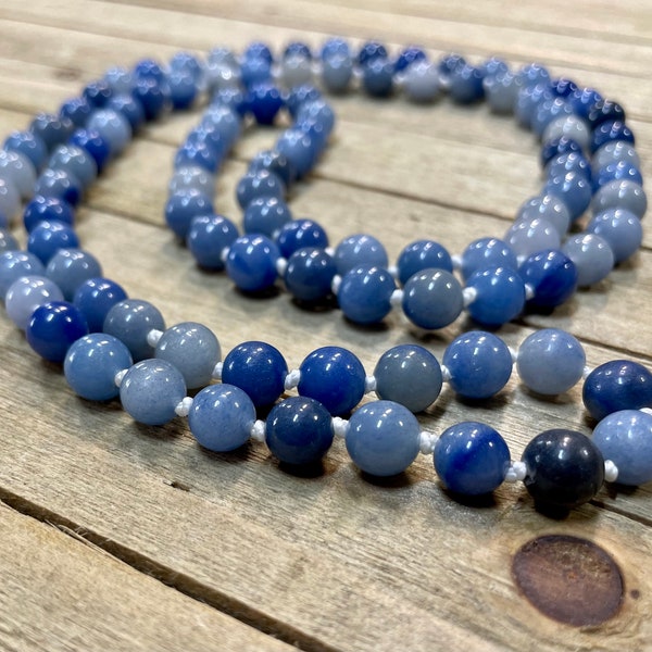 Blue Aventurine Neck Mala (8mm beads)