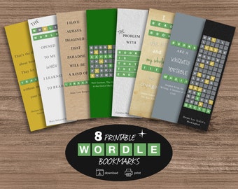 Wordle Themed Bookmark, Wordle Bookmark, Wordle Lover, Set of 8 Printable Bookmark Quotes, Printable Bookmark Template, Digital Download