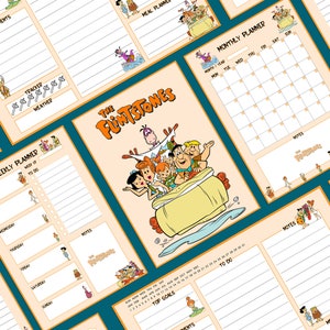 The Flintstones Planner, Printable Planner Bundle, Fred, Wilma, Pebbles, Dino, Barney, Betty, Daily Weekly Monthly Planner, A4, US Letter