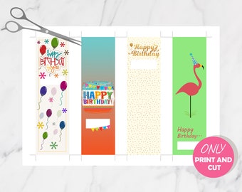 Digital Birthday Card, Birthday Bookmark, Printable Bookmarks Template, Happy Birthday Gift, Book Gifts, Greeting Card, Digital File, Book
