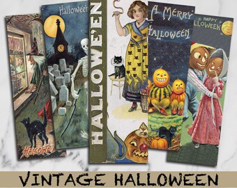 Vintage Halloween Printable Bookmarks, Book Lover Halloween, Digital Art, Scrapbook Halloween, Print Then Cut, Halloween Printables, Digital