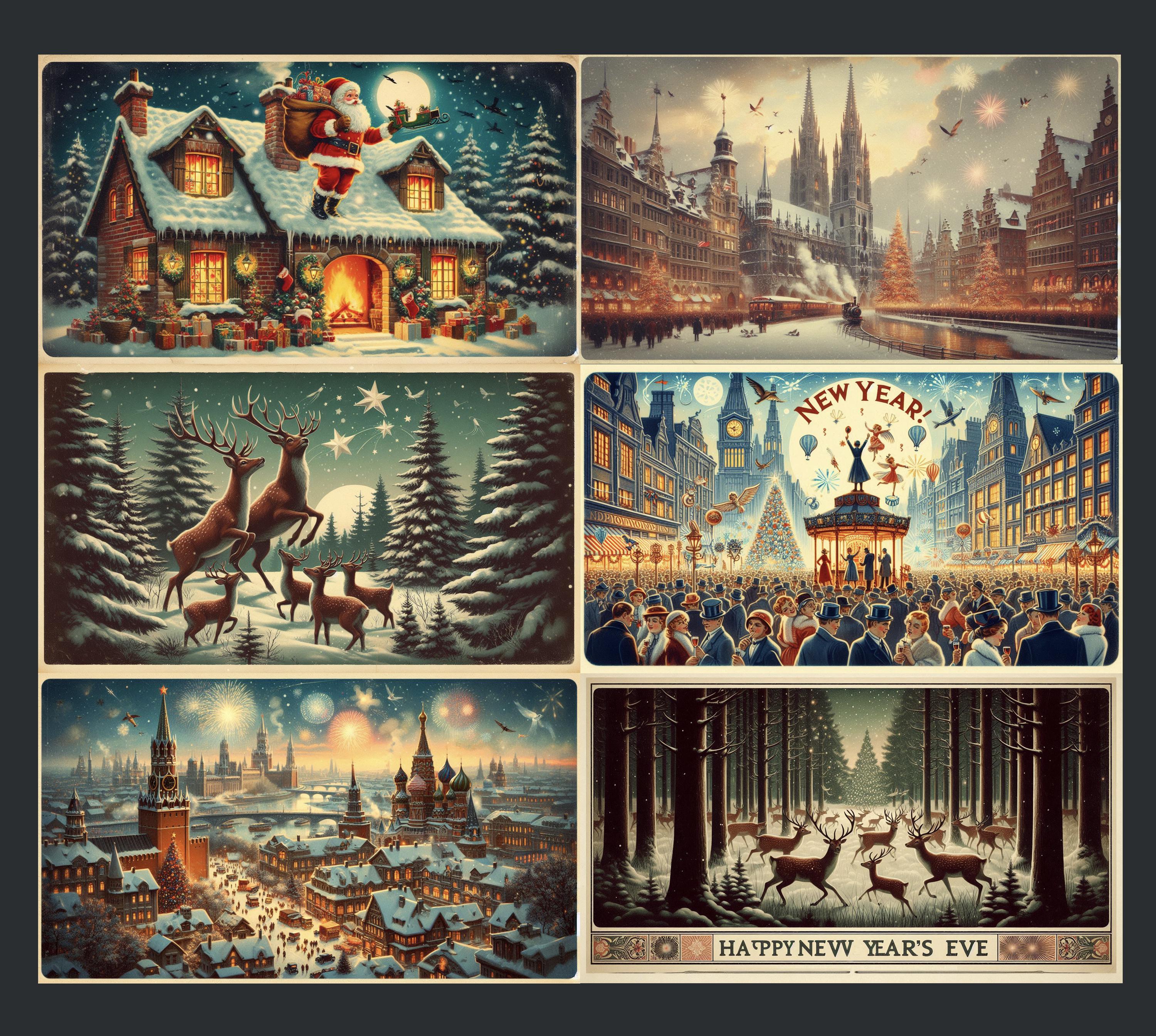 Vintage Christmas Postcards: Retro Style Holiday Cards for Scrapbooking ...