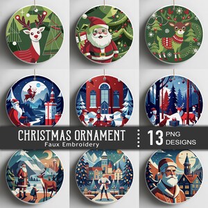 13 Designs Christmas Ornament Png, Merry Christmas Png, Round Christmas Ornament, Png Sublimation, Christmas Printable Set, Ornament Designs