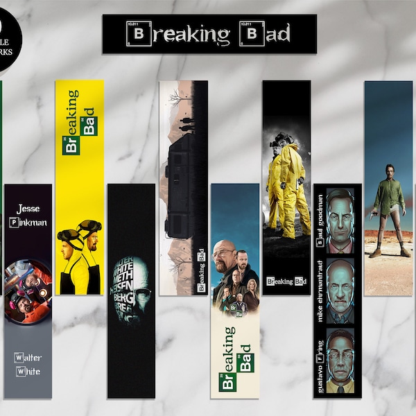 Breaking Bad Bookmark, Printable Bookmark, Walter White, Jesse Pinkman, Saul Goodman, Gustavo Fring, Mike Ehrmantraut, Tv Series Bookmark