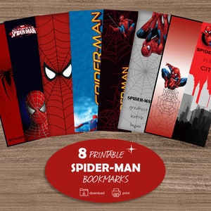 Spiderman Bookmark, Set of 8 Printable Bookmark Quotes, Digital ...