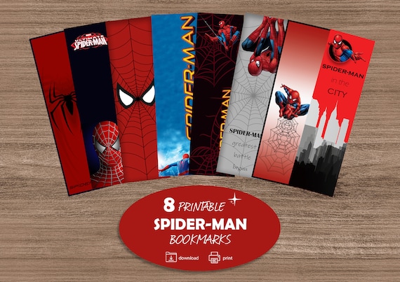 Spiderman Bookmark Set of 8 Printable Bookmark Quotes - Etsy