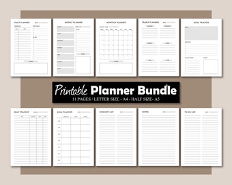 Productivity Planner Printable, Planner Bundle, Printable Planner, Planner Set, Planner Inserts, Instant Download, A4/A5/Letter/Half Size