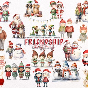 Kerst beste vrienden clipart, kerst vriendschap png, kerst aquarel clipart, beste vrienden clipart, besties clipart, gezellige winter