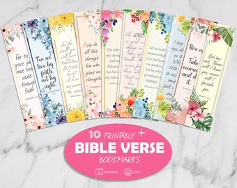 Printable Bible Verse Bookmarks, Bible Journaling, Book Gifts, Floral Bookmarks, Instant Download, Gifts For Him, Digital File, Bookworm