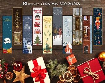 Christmas Gift, Printable Bookmarks Template, Printable Bookmarks Set, Bookmarks, Digital Bookmark Template, Instant Download, Book, Gift