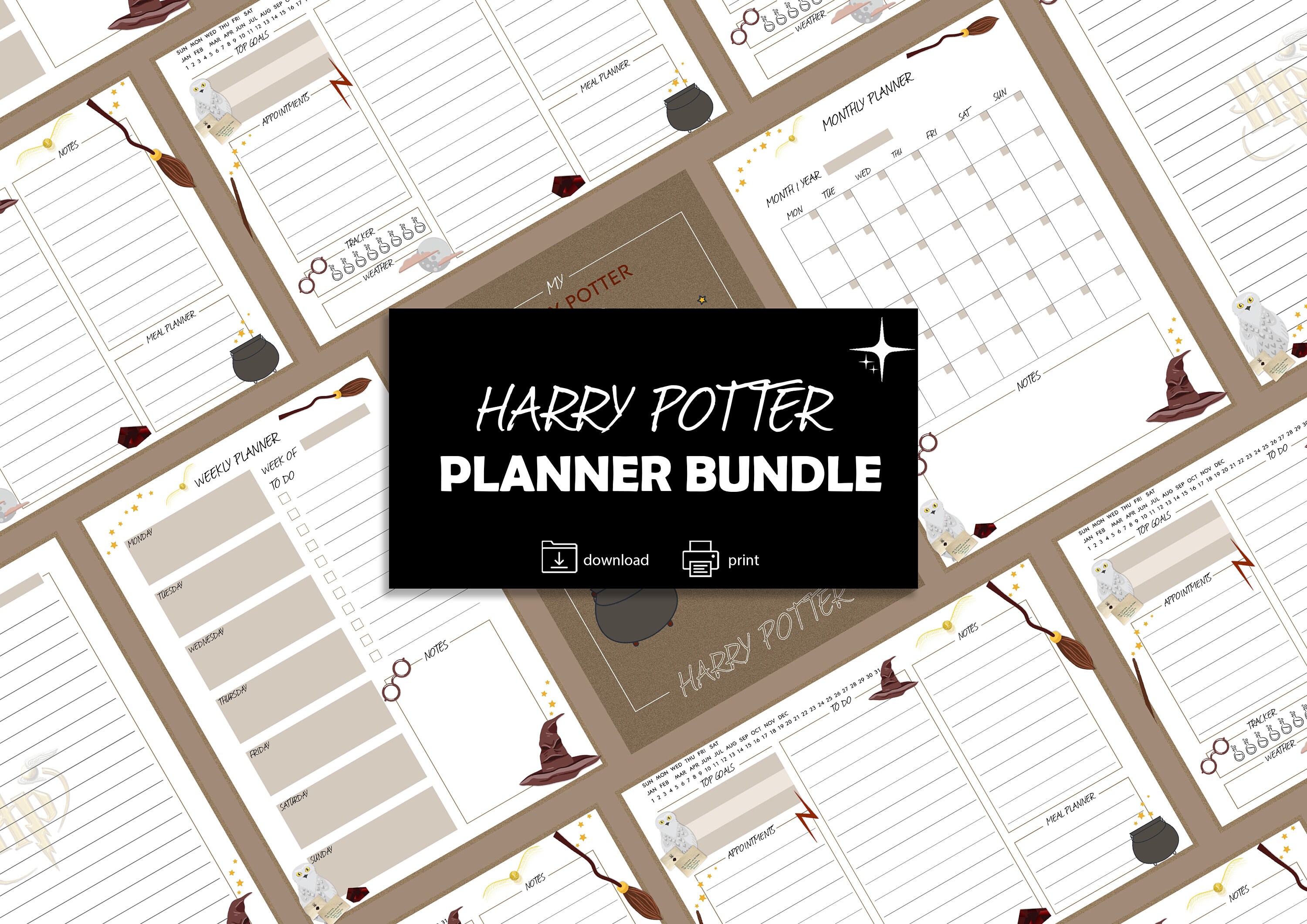 Printable Wizard School Planner Planner Bundle Daily Weekly Etsy