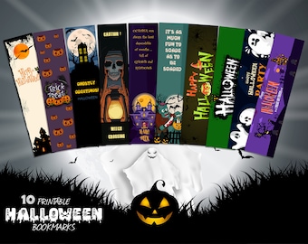 Paquete SVG de marcador de Halloween, marcador png, Marcadores temáticos de Halloween, Regalo de Halloween, Plantilla de marcadores imprimibles, Marcadores de diseño retro