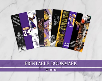 Kobe Bryant Bookmarks, NBA, Basketball, Black Mamba Mentality, Printable Bookmarks Template, Bookmarks, Digital Template, Instant Download