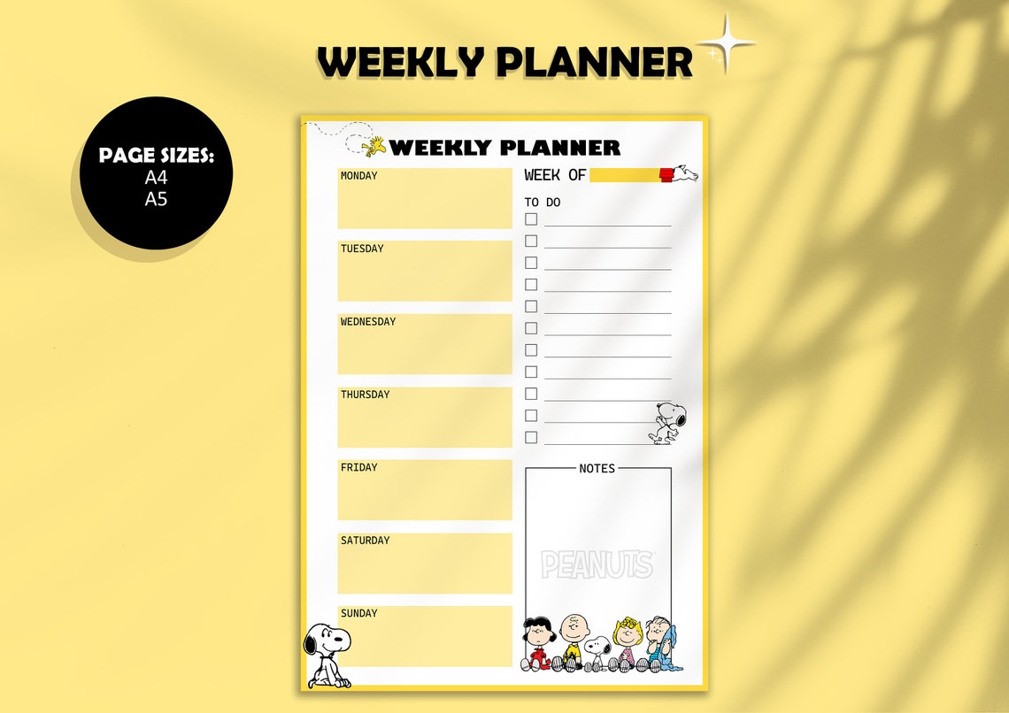 Peanuts Planner Snoopy Planner Printable Planner Bundle - Etsy