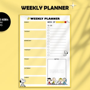 Peanuts Planner, Snoopy Planner, Printable Planner Bundle, Task Planner, Daily Weekly Monthly ...