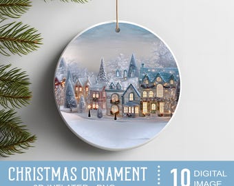3D Inflated Christmas Round Ornament Bundle PNG Sublimation Template, Photo Memorial Christmas Ornament Png Designs, Digital Download, Xmas