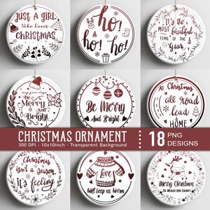 Christmas Ornament Png, Merry Christmas Quote 2025 Png, Christmas Ornament Sublimation Png, Christmas Png Bundle, Christmas Circle Sign