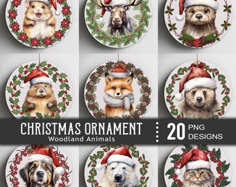 Christmas Woodland Animals Watercolor Ornament Png, Cute Woodland Animals Ornament, Winter Woodland Ornament, Forest Friend Ornament Png