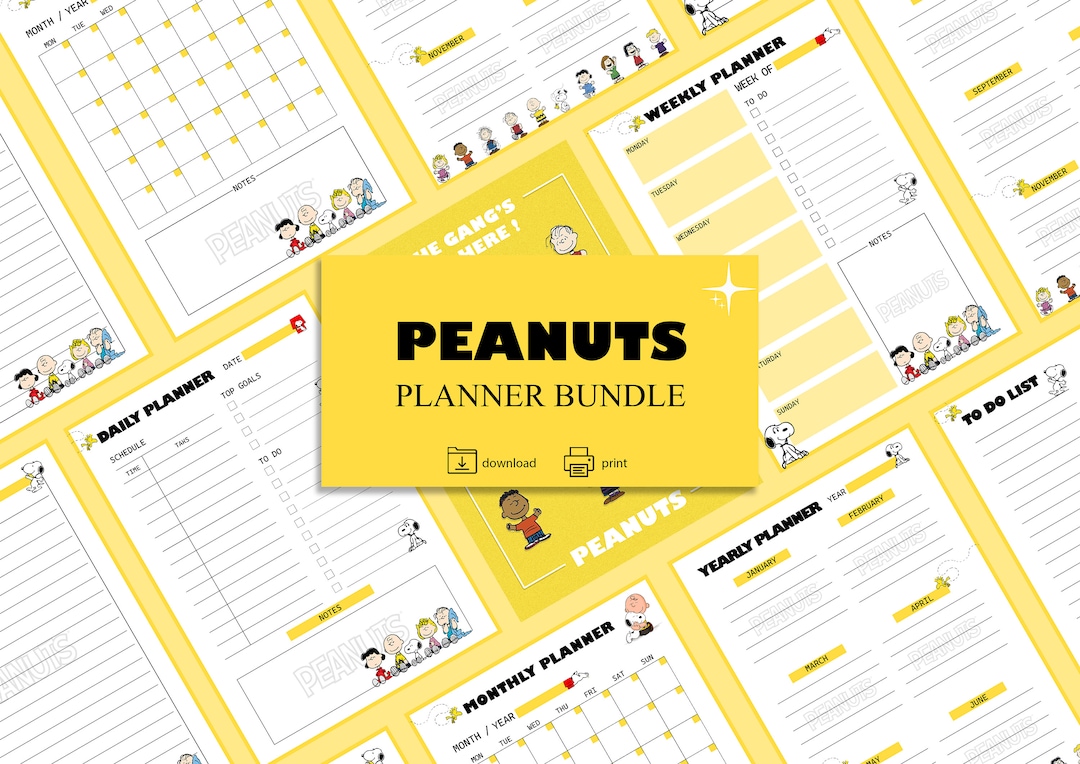 Peanuts Planner, Snoopy Planner, Printable Planner Bundle, Task Planner