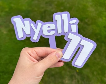 Hawaiian Personalized Birthday Name and Age Acrylic Cake Topper or Charm, Beachy, Tropical Cake Topper FONT 3