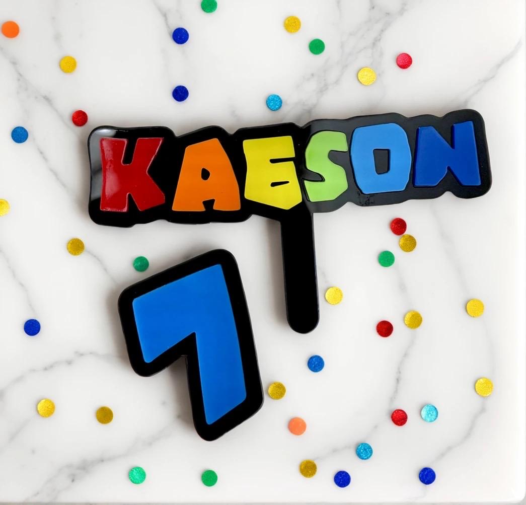 Acrylic Happy Birthday & Name Topper